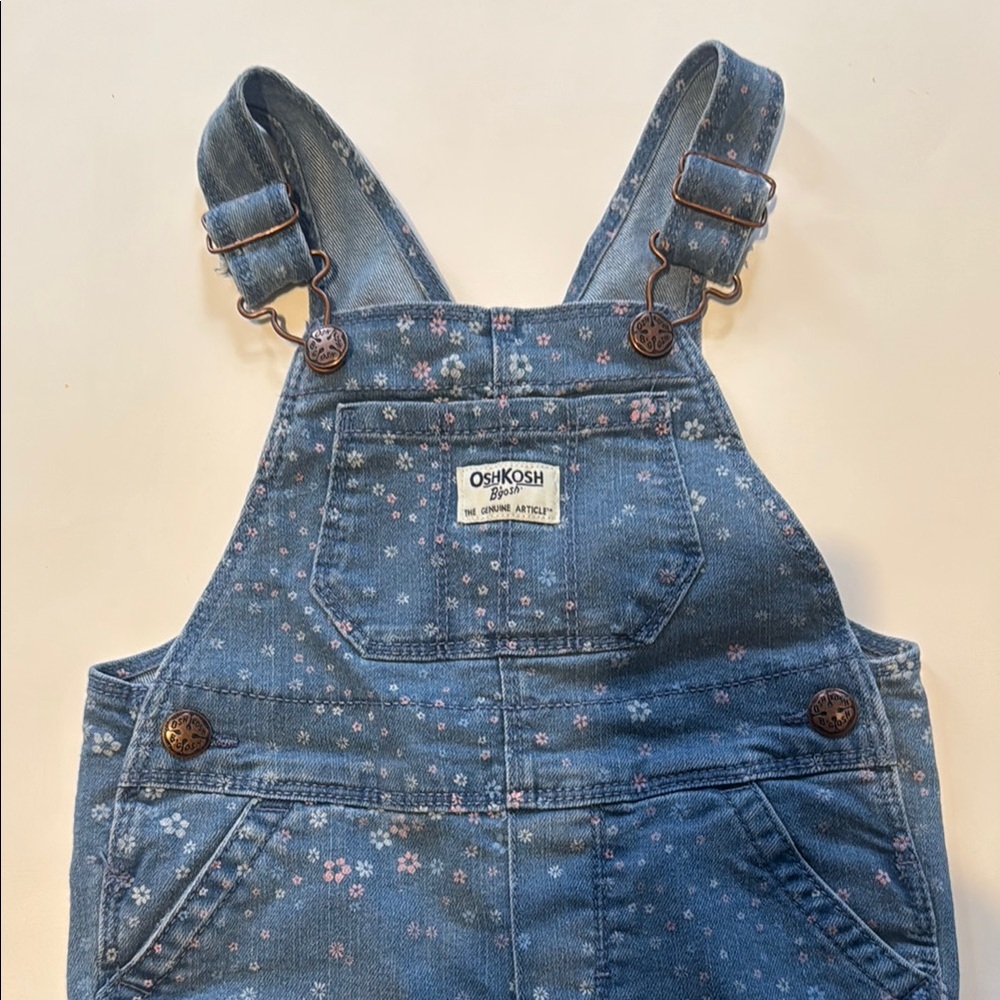 OshKosh B'gosh Blue Floral Overalls Size 2T - Picture 2 of 4